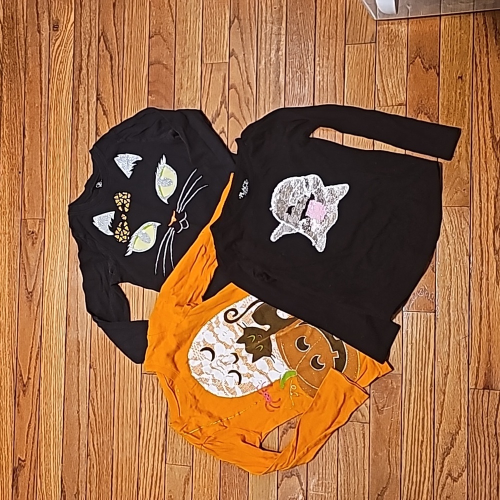 Three girls Halloween long sleeve tshirts size 5-6 ghost black cat